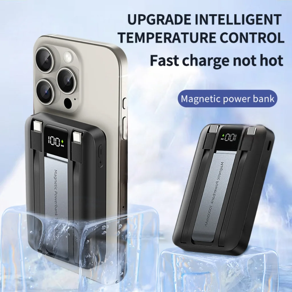 10000mAh Magnetic Wireless Power Bank with Type-C Cable Output and LED Display product image 3