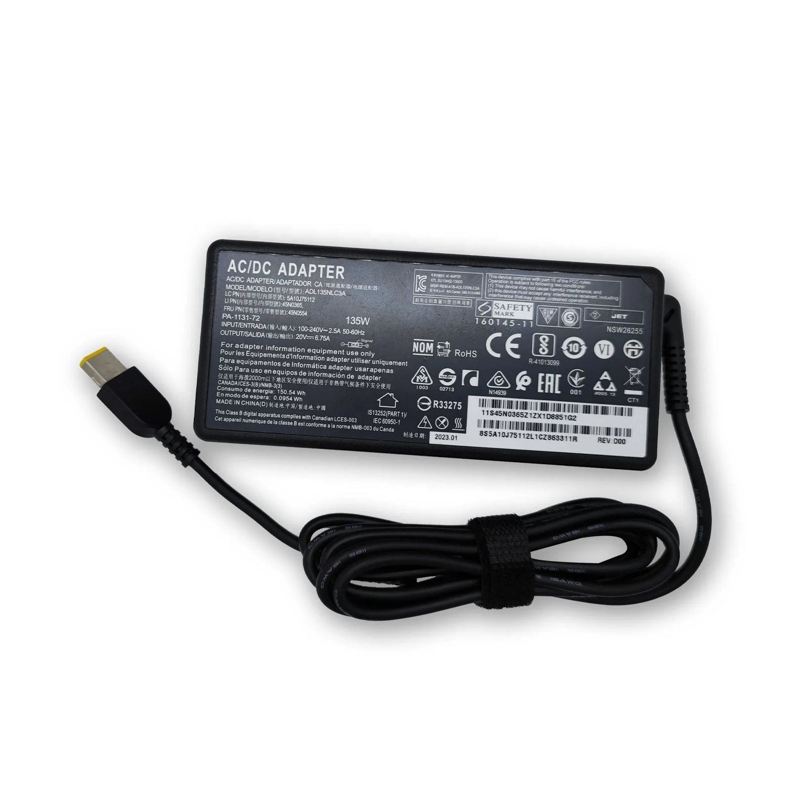 135W Laptop Adapter 20V 6.75A USB Power Supply for Lenovo