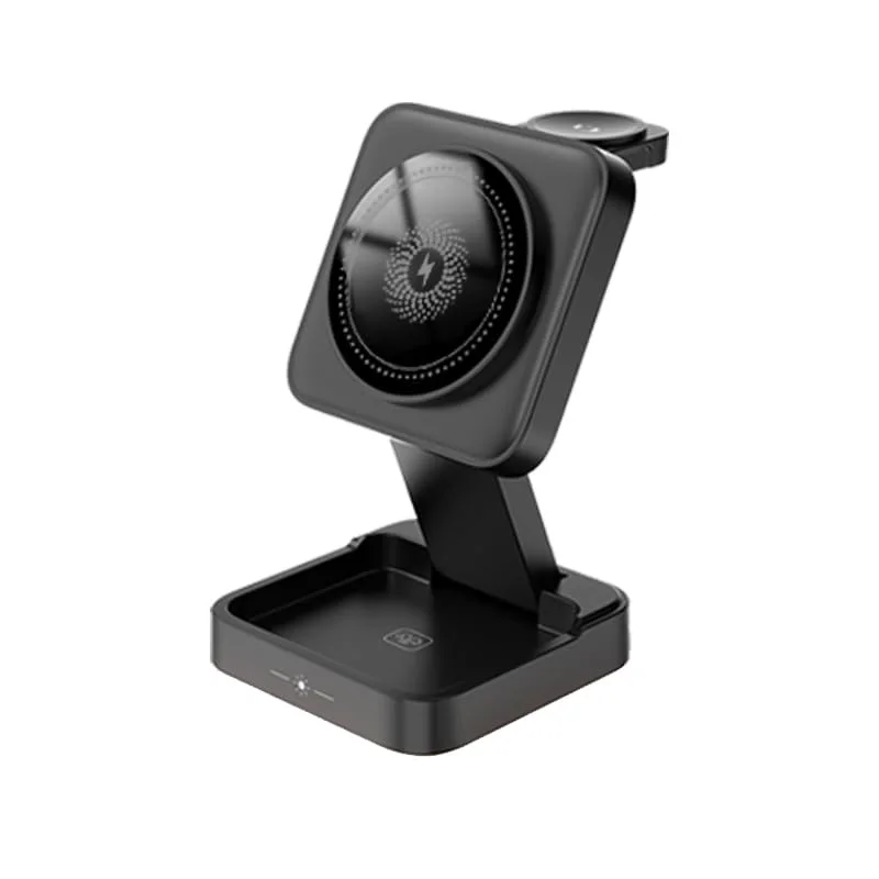 3-in-1 Foldable 15W Wireless Charging Station with Magnetic Alignment, QC3.0, Type-C Input